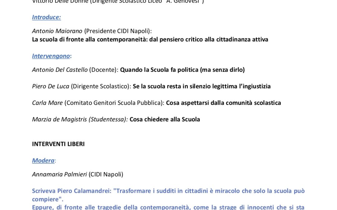 La scuola tra libertà di pensiero e libertà di parola